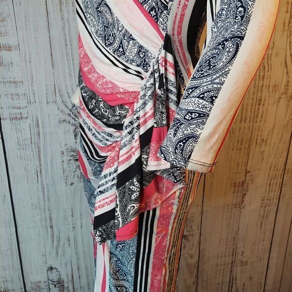 New York & Co Womens Paisley Stripe Ruffled Dress sz XS - Picture 7 of 15